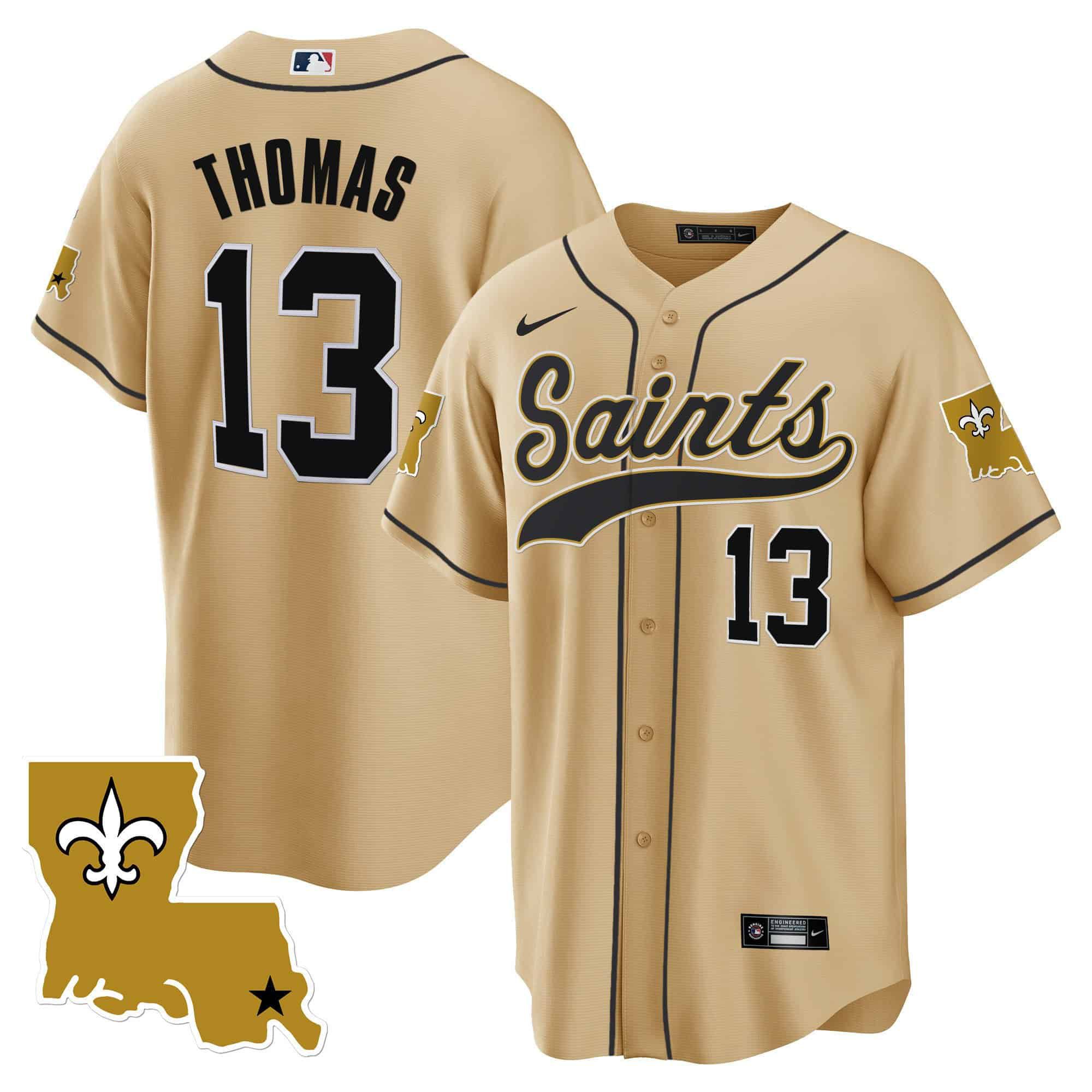 Men New Orleans Saints 13 Thomas Yellow 2024 Nike 1987 Legacy Cool Base NFL Jersey